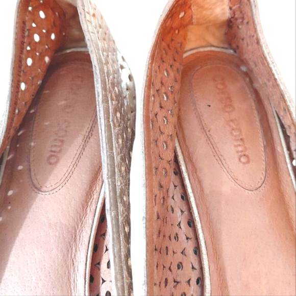 Corso como Gold Perforated Leather Flats Cut-out Metallic Loafers Size 8 - Picture 4 of 11